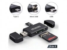 SD kortelių skaitytuvas USB/USBmicro/USB type C